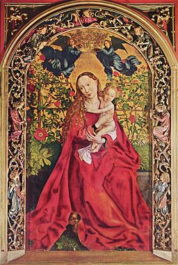 Vierge Marie dans un buisson de roses - Martin Schongauer (1450-1491)